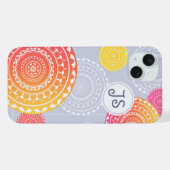 Levendig roze geel willekeurig mandala monogram iPhone hoesje (Achterkant horizontaal)