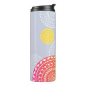 Levendig roze geel willekeurig mandala monogram thermosbeker (Gedraaid links)