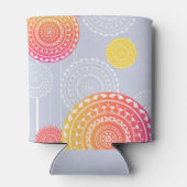 Levendig Roze Geel Willekeurige Mandala op Blauwe  Blikjeskoeler (Achterkant)