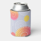 Levendig Roze Geel Willekeurige Mandala op Blauwe  Blikjeskoeler (Blikje Achterkant)