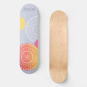 Levendig Roze Geel Willekeurige Mandala op Blauwe  Persoonlijk Skateboard (Voorkant)