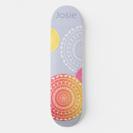 Levendig Roze Geel Willekeurige Mandala op Blauwe  Persoonlijk Skateboard