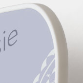 Levendig Roze Geel Willekeurige Mandala op Blauwe  Pickleball Paddle (Links Detail)