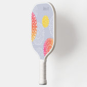 Levendig Roze Geel Willekeurige Mandala op Blauwe  Pickleball Paddle (Links)