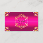 Levendig Roze Goud Monogram Foto QR-code Visitekaartje (Voorkant)