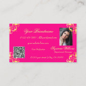 Levendig Roze Goud Versierd met Foto en QR Code Visitekaartje (Achterkant)
