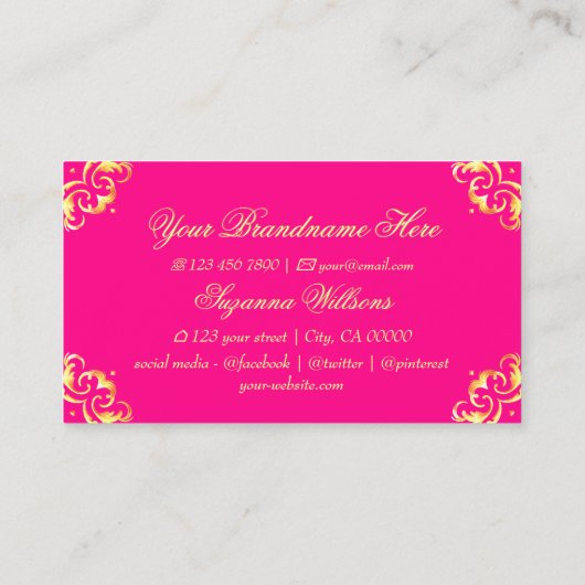 Levendig Roze Goud  weelderig en luxe Visitekaartje (Achterkant)