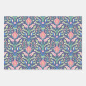 Levendig roze groen blauw Art Nouveau Bloemen Inpakpapier Vel (Voorkant)