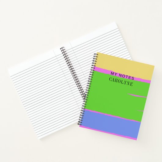 Levendig roze groen geel ontwerp Personaliseer tek Notitieboek (Binnen)