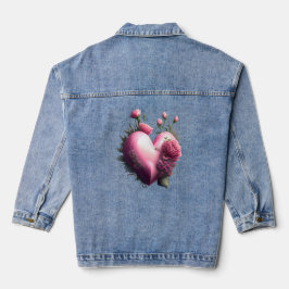Levendig roze hart denim jacket