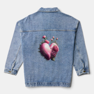 Levendig roze hart denim jacket