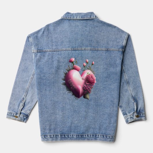 Levendig roze hart denim jacket (Achterkant)