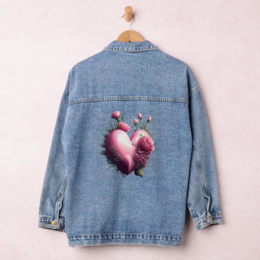 Levendig roze hart denim jacket (Hangar)