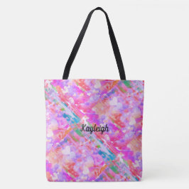 Levendig roze hartelijk Abstract Tas