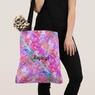 Levendig roze hartelijk Abstract Tas