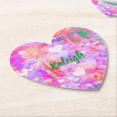 Levendig roze Hearted Paper Onderzetter (Gekanteld)