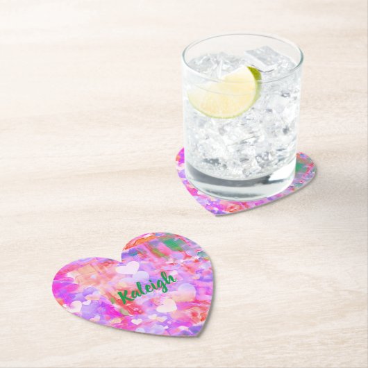 Levendig roze Hearted Paper Onderzetter (Insitu)