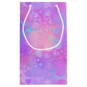 Levendig Roze Holografisch Hartpatroonontwerp Klein Cadeauzakje (Achterkant)