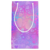 Levendig Roze Holografisch Hartpatroonontwerp Klein Cadeauzakje (Voorkant)