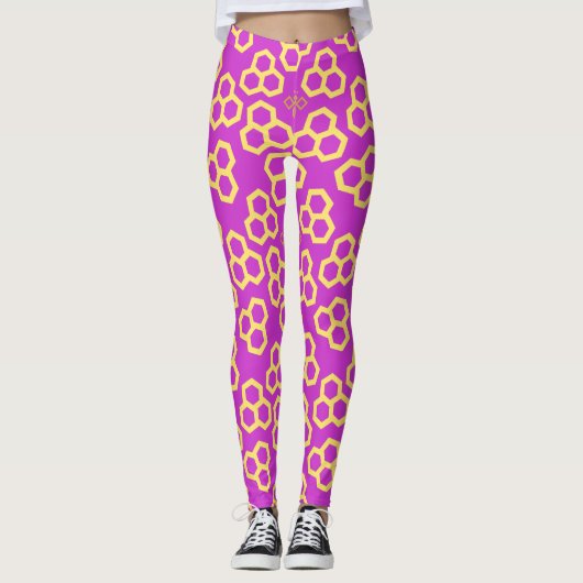 Levendig Roze Honing Home Patroon Leggings (Voorkant)