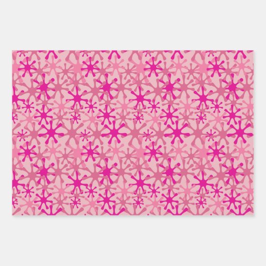 Levendig roze inpakpapier in set van 3 Design (Voorkant)