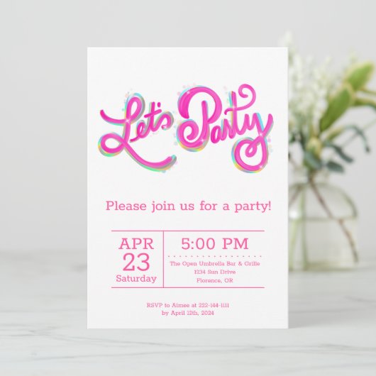 Levendig Roze Iridiserend Feestelijke Viering Kaart (Staand voorkant)