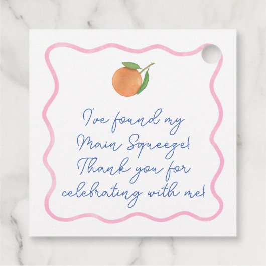 Levendig Roze Kobalt Blauw Citrus Vrijgezellenfees Bedankjes Labels (Achterkant)