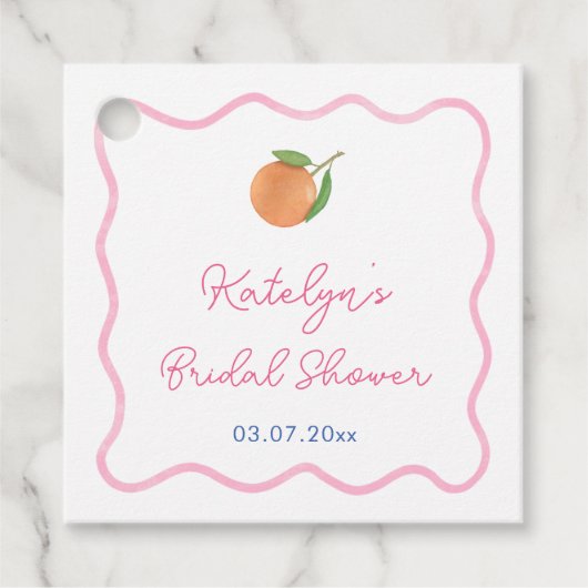 Levendig Roze Kobalt Blauw Citrus Vrijgezellenfees Bedankjes Labels (Voorkant)