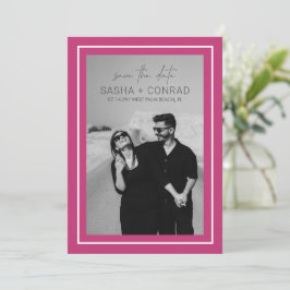 Levendig Roze Krachtige Rand Foto Moderne Trouwfot Save The Date