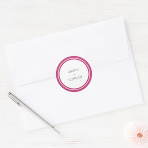 Levendig Roze Krachtige Rand Moderne Trouw Ronde Sticker