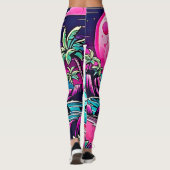Levendig roze maanstrand leggings (Achterkant)