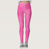 Levendig roze mandala patroon leggings (Voorkant)