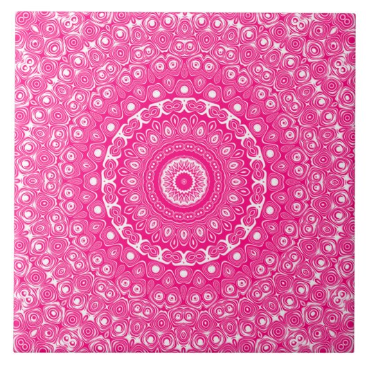 Levendig roze mandala patroon tegeltje (Voorkant)