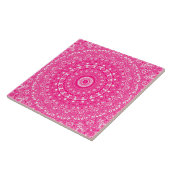 Levendig roze mandala patroon tegeltje (Zijkant)