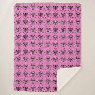 Levendig Roze Mandala Sherpa Deken