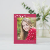 Levendig Roze Modern 1-foto 2025 Graduation Party Briefkaart (Staand voorkant)