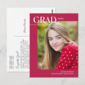 Levendig Roze Modern 1-foto 2025 Graduation Party Briefkaart (Voorkant / Achterkant)