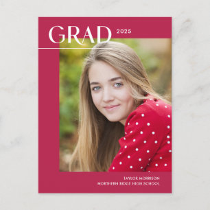 Levendig Roze Modern 1-foto 2025 Graduation Party Briefkaart