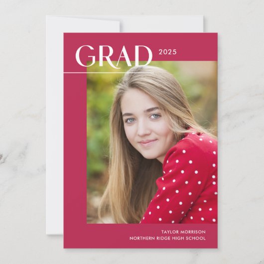 Levendig Roze Modern 1-foto 2025 Graduation Party Kaart (Voorkant)