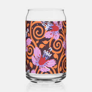 Levendig Roze & Oranje Draaikolk Art Deco Bloem Blikvorm Glas