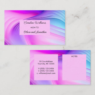 Levendig roze paarse blauwe wervelingen moeder aan contactkaartje