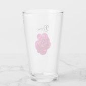 Levendig roze pioen bloem gepersonaliseerd glas (Achterkant)
