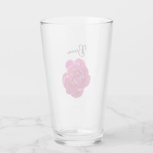 Levendig roze pioen bloem gepersonaliseerd glas (Achterkant)