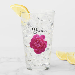 Levendig roze pioen bloem gepersonaliseerd glas