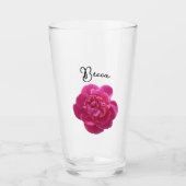 Levendig roze pioen bloem gepersonaliseerd glas (Voorkant)
