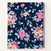 Levendig roze rozen bloemenpatroon notitieboek (Achterkant)