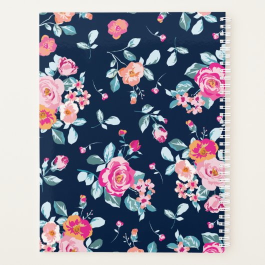 Levendig roze rozen bloemenpatroon planner (Achterkant)