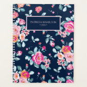 Levendig roze rozen bloemenpatroon planner (Voorkant)