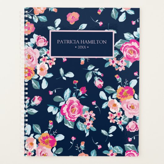 Levendig Roze Rozen Bloemmotief Planner (Voorkant)