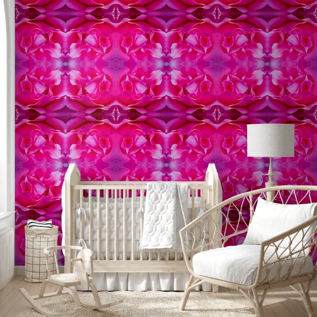 Levendig roze rozenblaadjes L-size bloemmotief Behang (Kinderen)